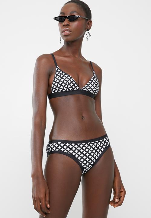 PIHA - Geometric bikini top - black & white