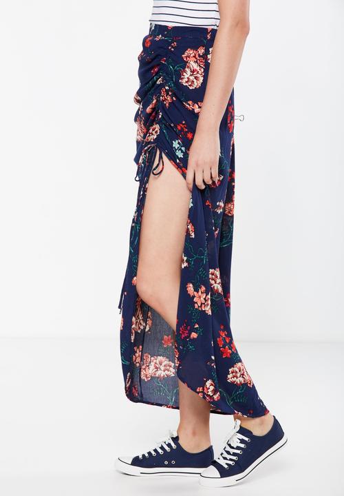 Cotton On - Woven elora rouched maxi skirt - navy