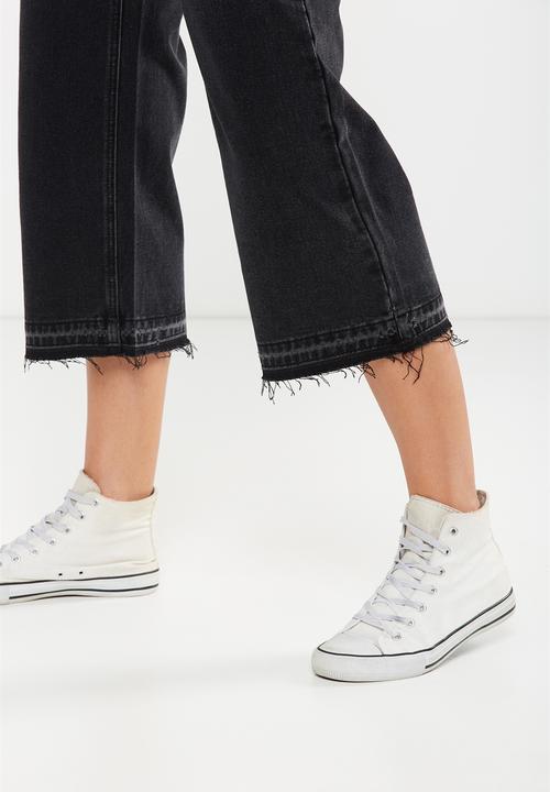 Cotton On - Mid rise wide leg cropped jeans - black