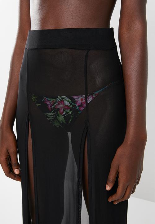 Missguided - Mesh split maxi skirt - black