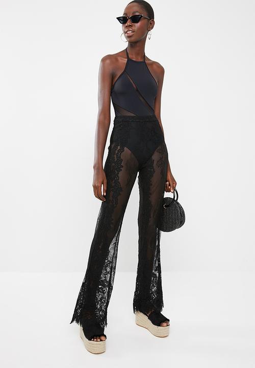Missguided - Eyelash lace beach trouser - black