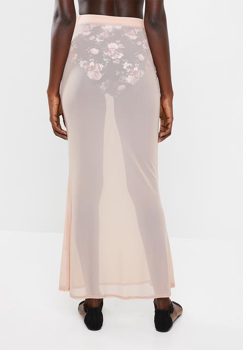 Missguided - Mesh maxi skirt - neutral