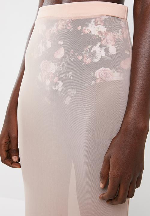 Missguided - Mesh maxi skirt - neutral