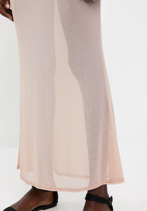 Missguided - Mesh maxi skirt - neutral