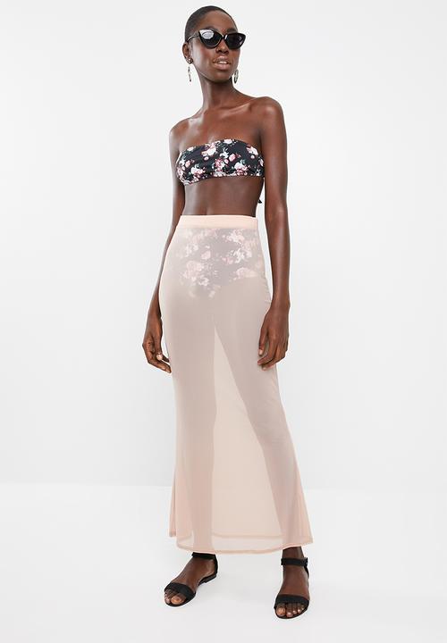 Missguided - Mesh maxi skirt - neutral