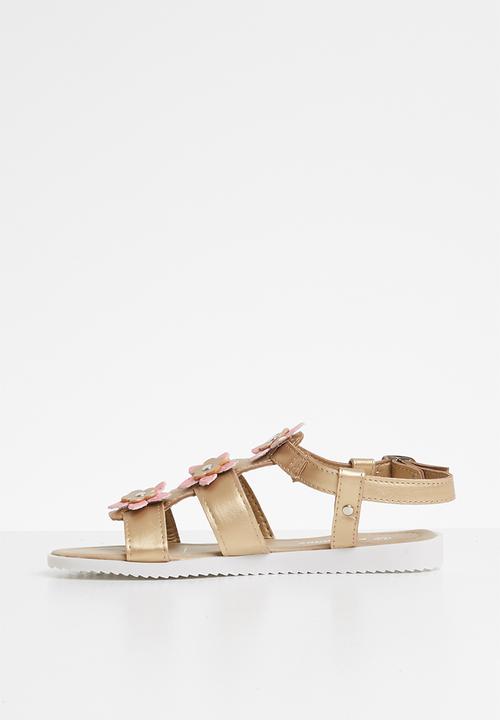Pop Candy - Flower detail sandal - gold