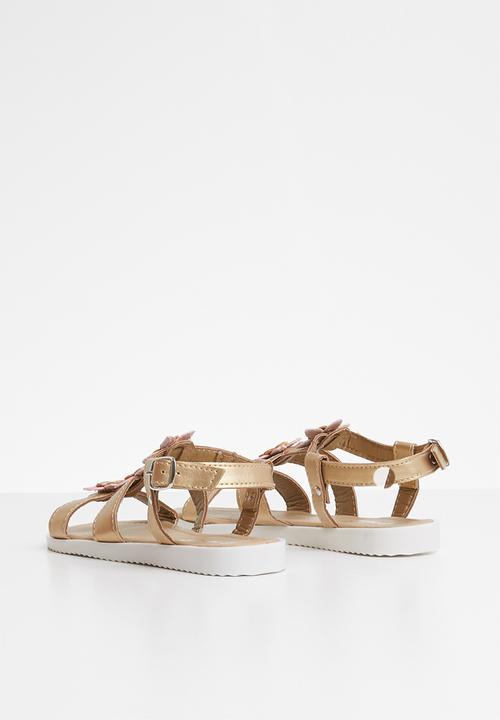Pop Candy - Flower detail sandal - gold