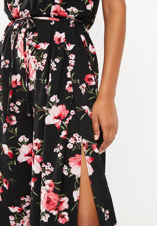 Revenge - Floral spaghetti strap jumpsuit - black