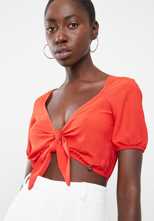 SISSY BOY - Bomb tastic crop tie bust top - orange