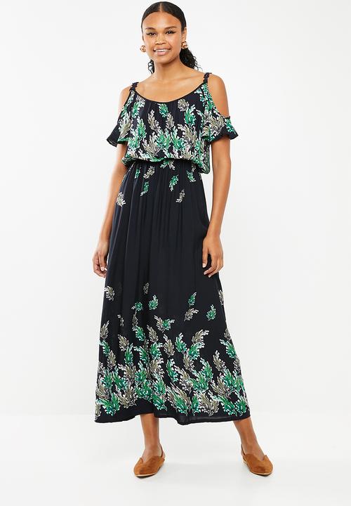 casual cold shoulder maxi dress