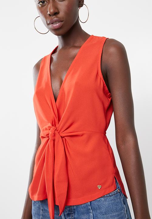 SISSY BOY - Linen vest with knot - tangerine