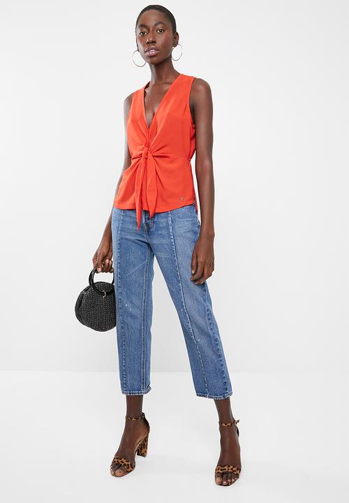 SISSY BOY - Linen vest with knot - tangerine