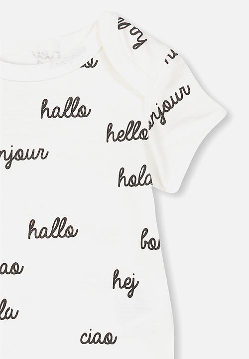 Cotton On - Mini short sleeve bubbysuit - white hola