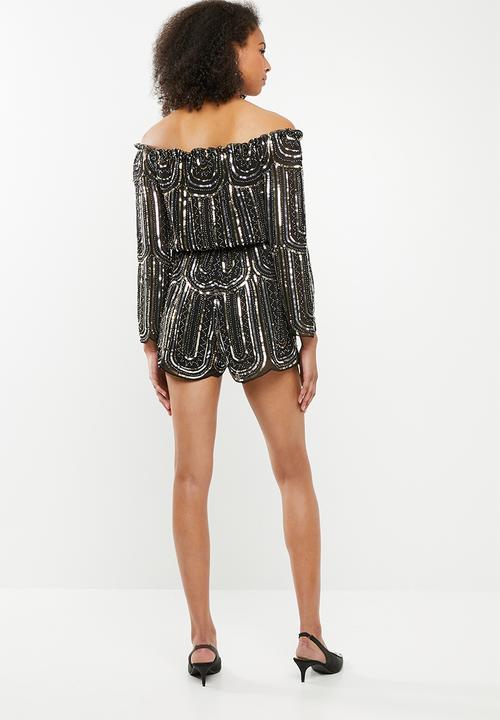 STYLE REPUBLIC - Sequinned playsuit - black