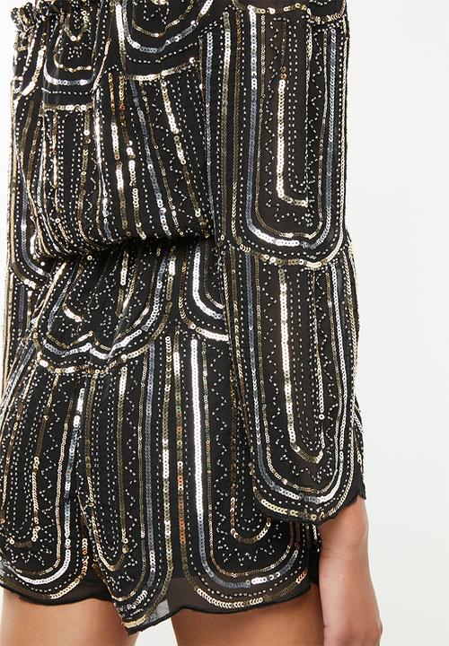 STYLE REPUBLIC - Sequinned playsuit - black