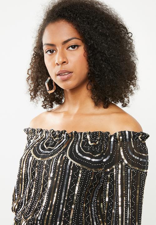 STYLE REPUBLIC - Sequinned playsuit - black