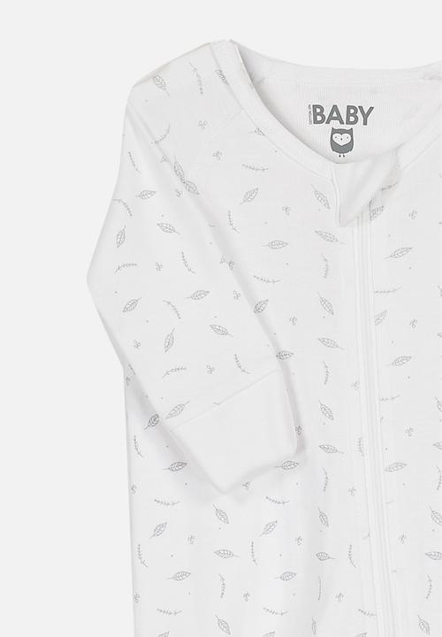 Cotton On - Nb long sleeve zip - white grey