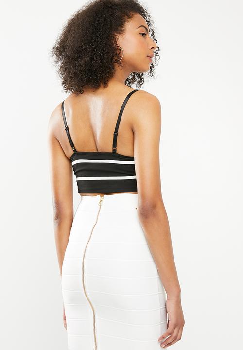 SISSY BOY - Stripe crop top - black and white