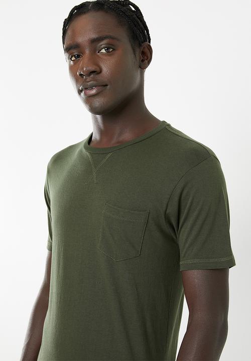 Brave Soul - Arkham plain chest pocket tee - khaki 