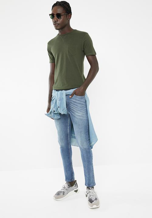 Brave Soul - Arkham plain chest pocket tee - khaki 