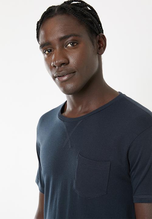 Brave Soul - Arkham plain chest pocket tee - navy 
