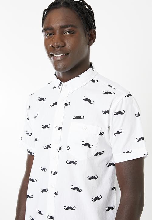 Brave Soul - Tash short sleeve shirt - white & black