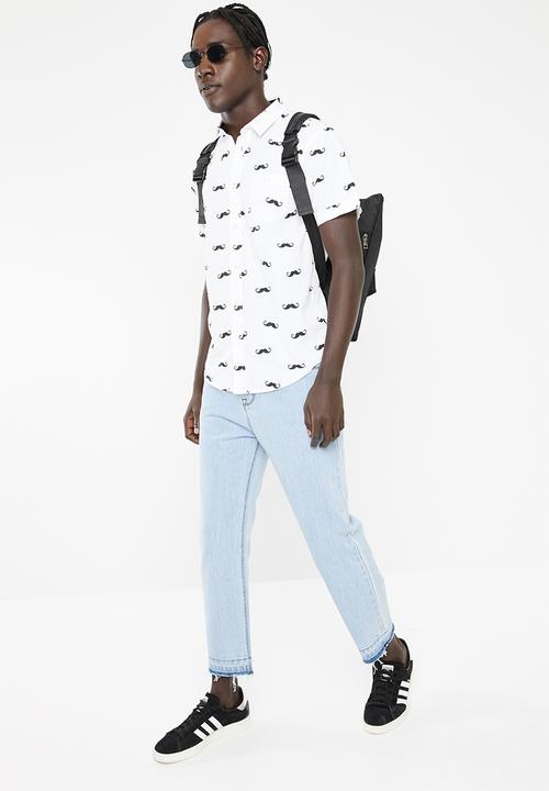 Brave Soul - Tash short sleeve shirt - white & black