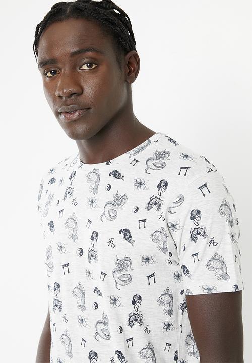 Brave Soul - Aki short sleeve tee - grey & navy