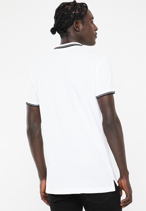 Brave Soul - 3 Button pique golfer - white & black 