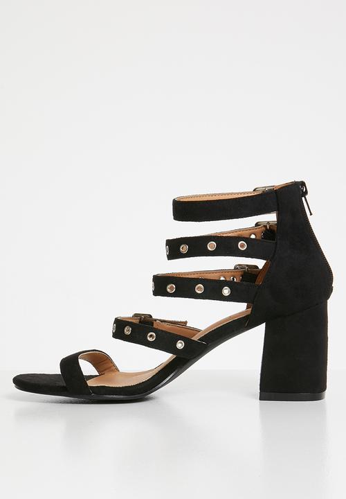 Jada - Buckle detail strappy heels - black