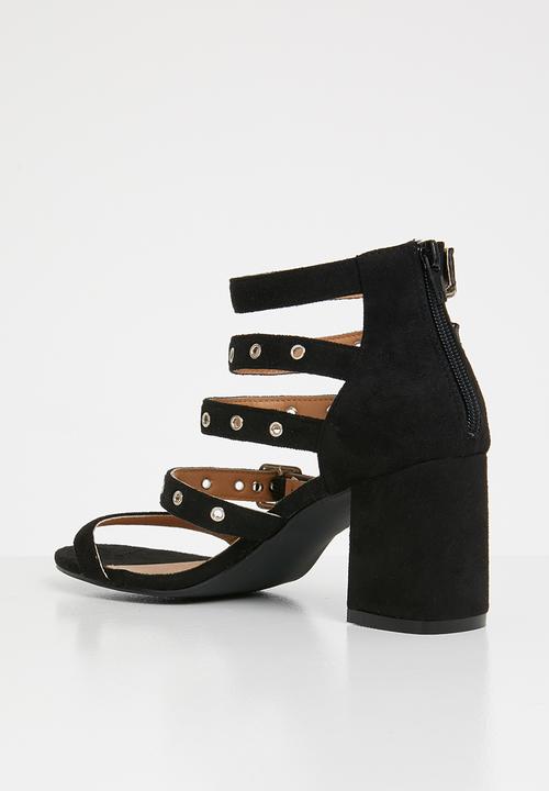 Jada - Buckle detail strappy heels - black