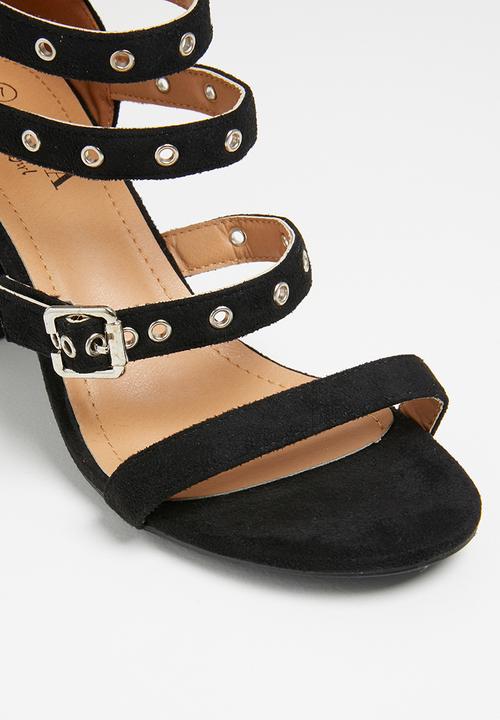 Jada - Buckle detail strappy heels - black