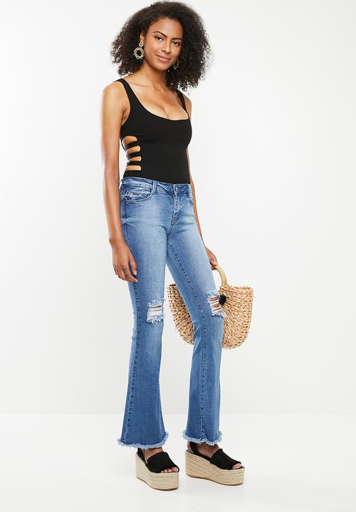 SISSY BOY - Ryder skinny flare with rips - blue
