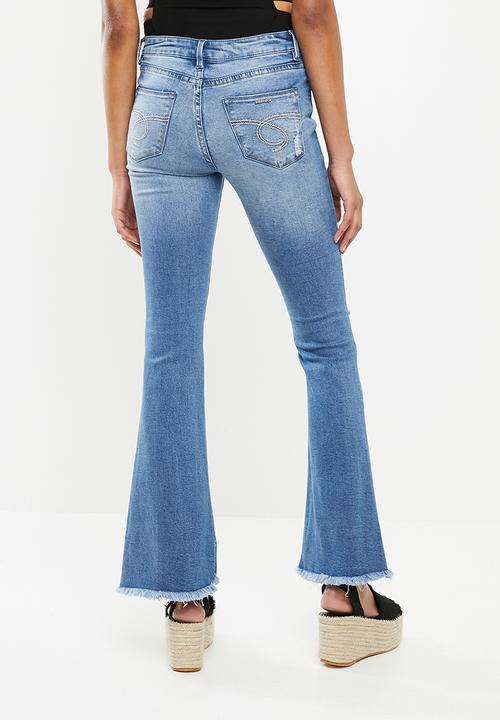 SISSY BOY - Ryder skinny flare with rips - blue