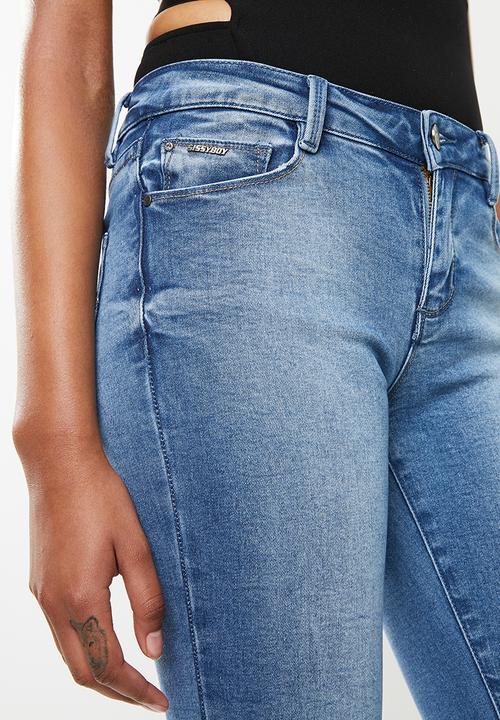 SISSY BOY - Ryder skinny flare with rips - blue