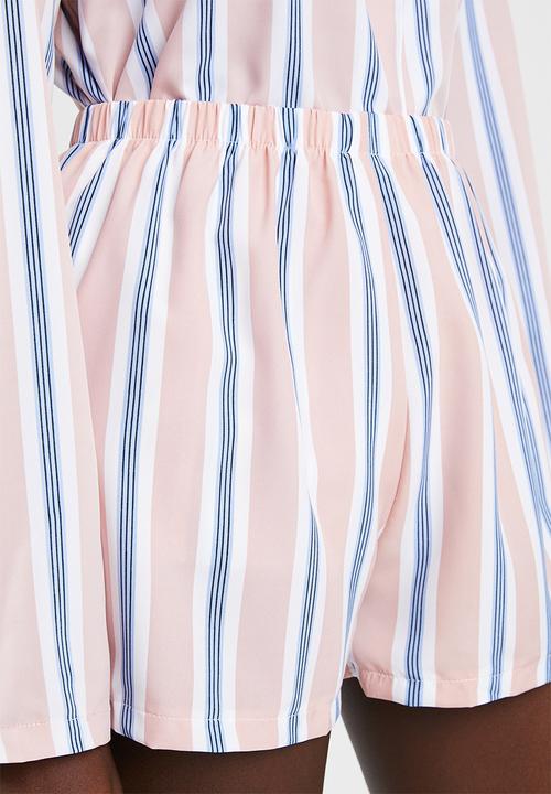 Missguided - Long sleeve short pj set stripe - pink