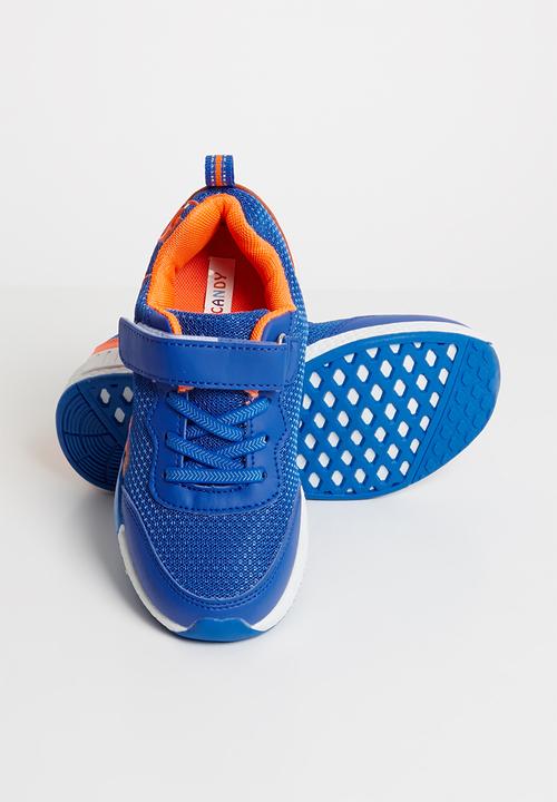 Pop Candy - Printed velcro strap sneaker - blue & orange