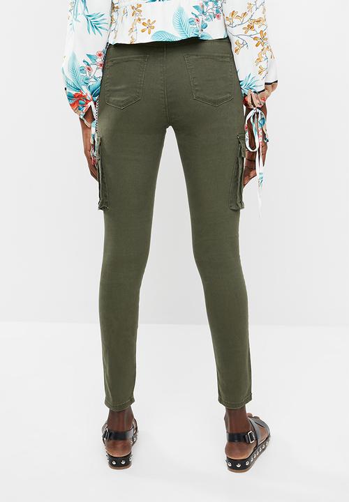 Missguided - Sinner high waisted combat skinny - khaki green