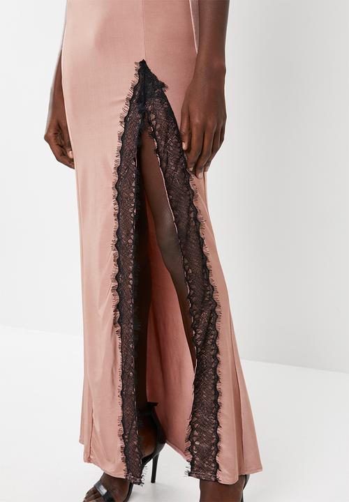 Missguided - Eyelash lace trim maxi dress - pink
