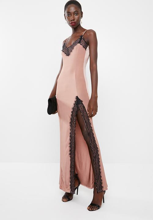 Missguided - Eyelash lace trim maxi dress - pink