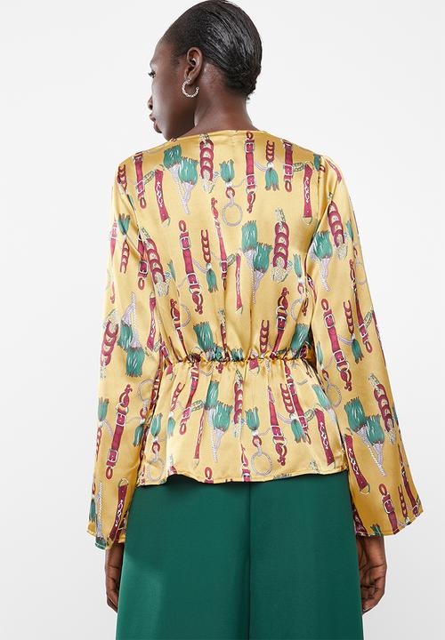 Missguided - Satin drape blouse - yellow