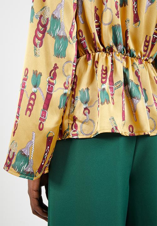 Missguided - Satin drape blouse - yellow