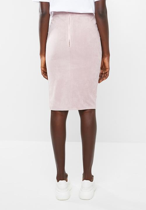 Missguided - Faux suede side split midi skirt - pink