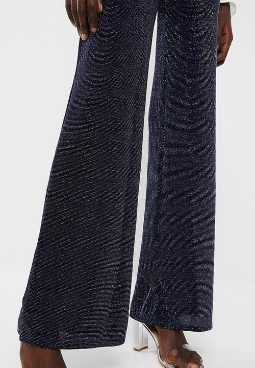 Missguided - Glitter co-ord wide leg trouser - navy