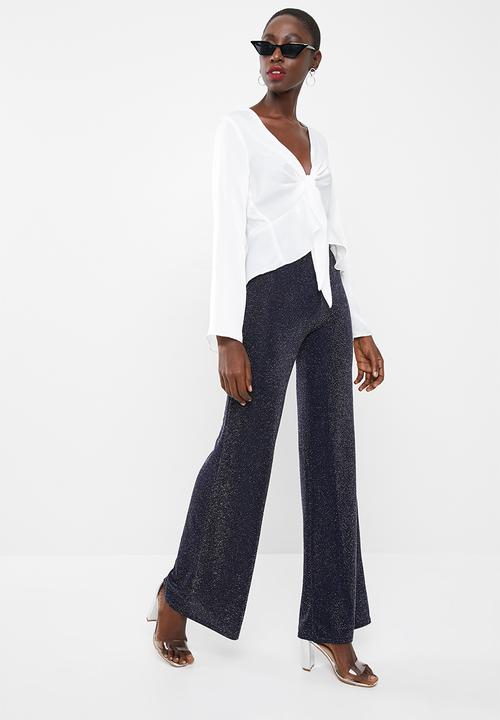 Missguided - Glitter co-ord wide leg trouser - navy