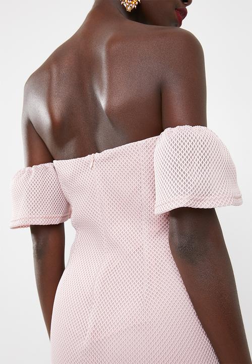 Missguided - Bonded fishnet bardot midi dress - pink