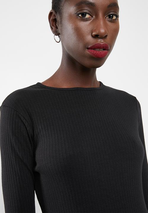 Missguided - Crew neck ribbed top - black