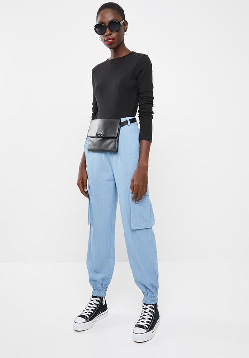 Missguided - Crew neck ribbed top - black