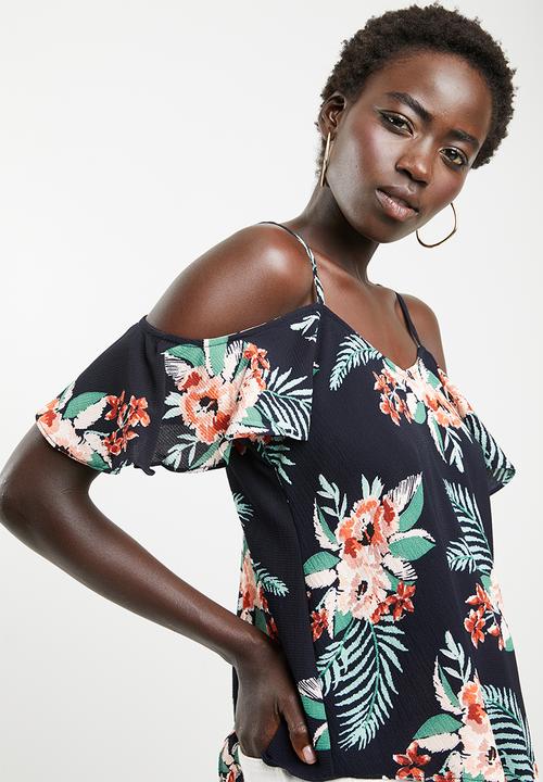 Revenge - Cold shoulder top - navy