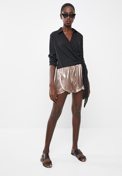 Missguided - Sequin runner shorts - bronze